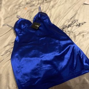 Blue spaghetti strap mini dress
